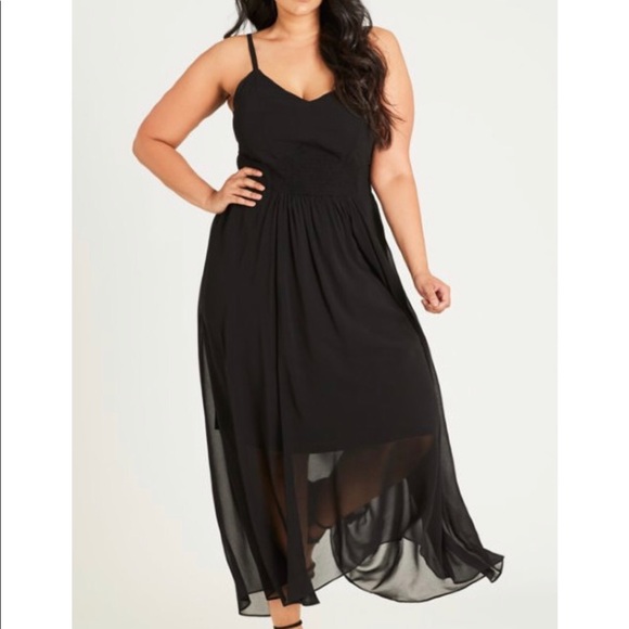 City Chic Dresses & Skirts - City Chic Black Shirred Waist Maxi Dress